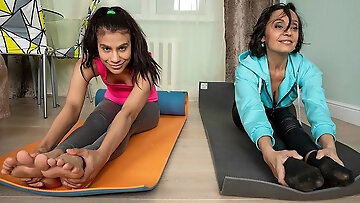 Lesbian Yoga Teacher Seduces Her Young Female Student - Mature.nl video