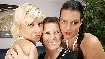 Three Naughty Old And Young Lesbians Do It On The Couch - Mature.nl - Mature.nl video