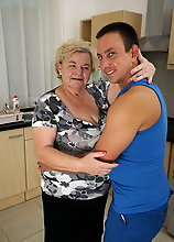 Curvy Granny Having Fun With Her Toy Boy In The Kitchen